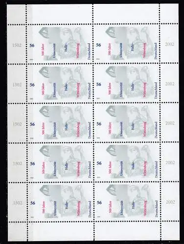 Bundesrep. Deutschland 2002 Nr Zehnerbogen 2254 Postfrisch / **