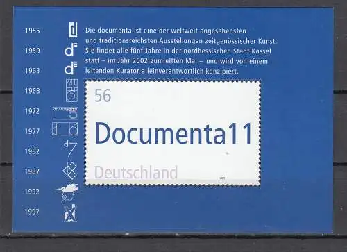 Bundesrep. Deutschland 2002 Nr Zehnerbogen Block 58 Postfrisch / **