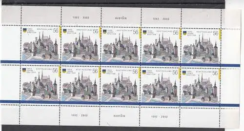 Bundesrep. Deutschland 2002 Nr Zehnerbogen 2232 Postfrisch / **