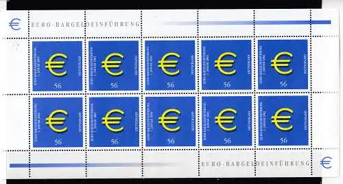 Bundesrep. Deutschland 2002 Nr Zehnerbogen 2234 Postfrisch / **