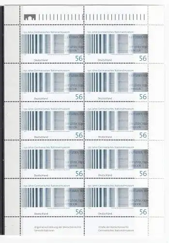 Bundesrep. Deutschland 2002 Nr Zehnerbogen 2269 Postfrisch / **