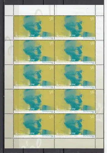 Bundesrep. Deutschland 2002 Nr Zehnerbogen 2270 Postfrisch / **
