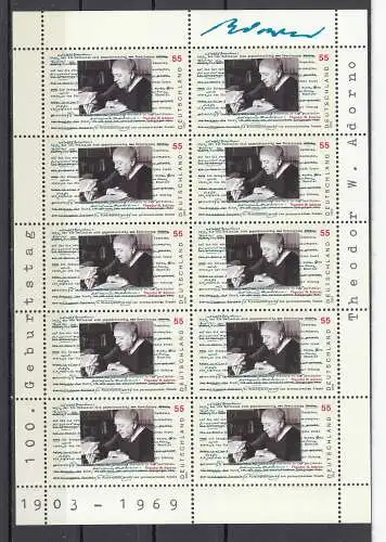 Bundesrep. Deutschland  Nr Zehnerbogen 2361 Postfrisch / **