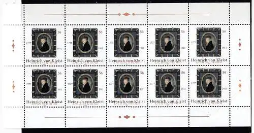 Bundesrep. Deutschland  Nr Kleinbogen 2283 Postfrisch / **