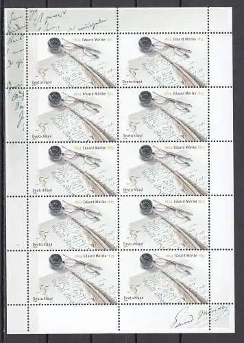 Bundesrep. Deutschland  Nr Kleinbogen 2419 Postfrisch / **