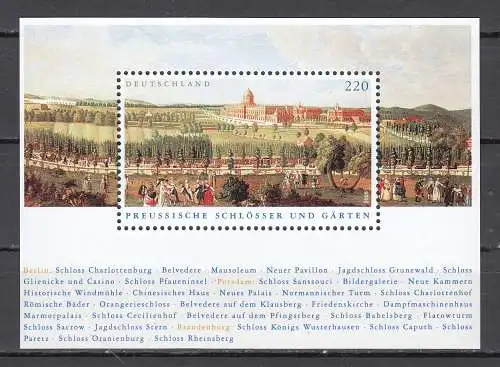 Bundesrep. Deutschland  Nr Kleinbogen Block 66 Postfrisch / **