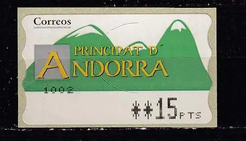 Andorra spanische Post  Nr ATM 1 Postfrisch / **