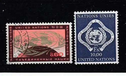 Vereinte Nationen Genf  Nr 9/10 Gestempelt (Posten)