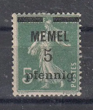 Memelgebiet  Nr 18 Falz / Gummimängel / *