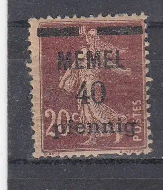 Memelgebiet  Nr 22 Falz / Gummimängel / *