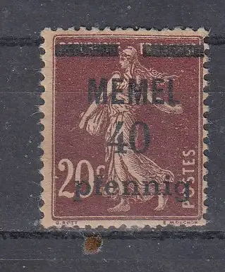 Memelgebiet  Nr 22 Falz / Gummimängel / *