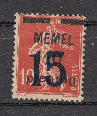 Memelgebiet  Nr 34 Falz / Gummimängel / *