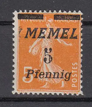 Memelgebiet  Nr 52 Falz / Gummimängel / *