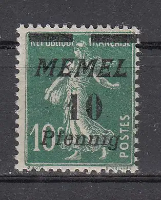 Memelgebiet  Nr 54 Falz / Gummimängel / *