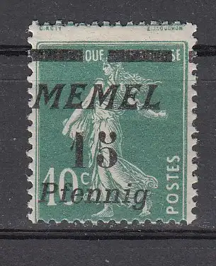 Memelgebiet  Nr 54 Falz / Gummimängel / *