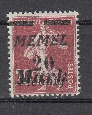 Memelgebiet  Nr 109 M Falz / Gummimängel / *