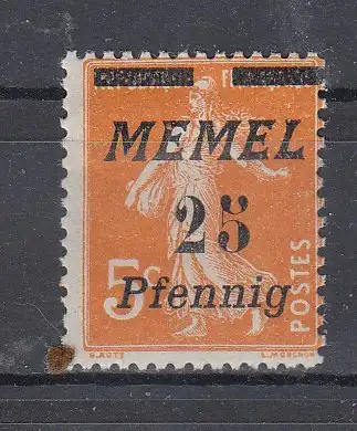 Memelgebiet  Nr 58 Falz / Gummimängel / *