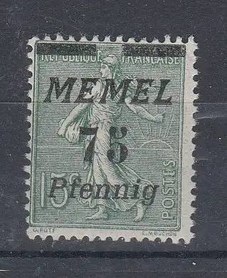 Memelgebiet  Nr 85 Falz / Gummimängel / *