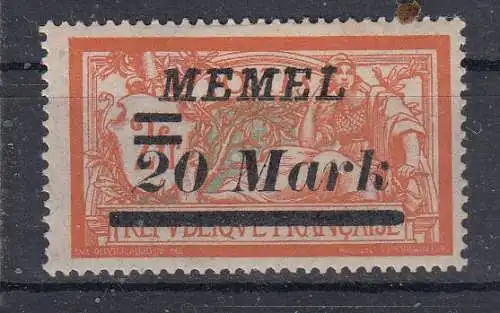 Memelgebiet  Nr 95 Falz / Gummimängel / *