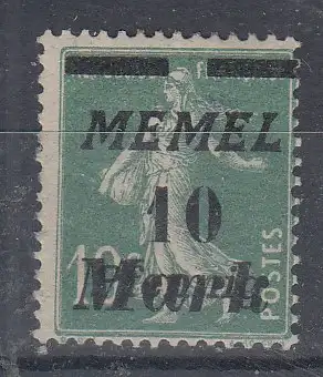 Memelgebiet  Nr 108 Falz / Gummimängel / *