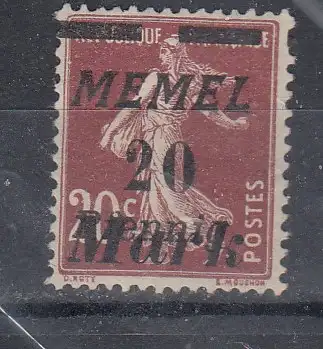 Memelgebiet  Nr 109 M Falz / Gummimängel / *