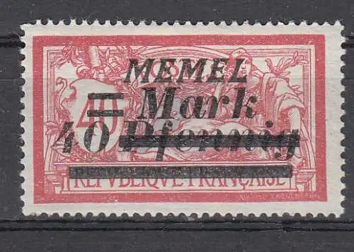 Memelgebiet  Nr 119 M Falz / Gummimängel / *