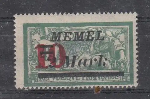 Memelgebiet  Nr 121 Falz / Gummimängel / *