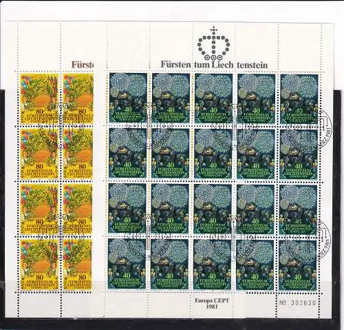 Liechtenstein  Nr 764/65 Bogen Gestempelt (Posten)