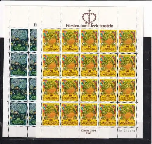 Liechtenstein  Nr 764/65 Bogen Postfrisch / **