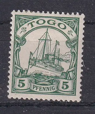 Dt. Kol. Togo  Nr 21 Falz / Gummimängel / *