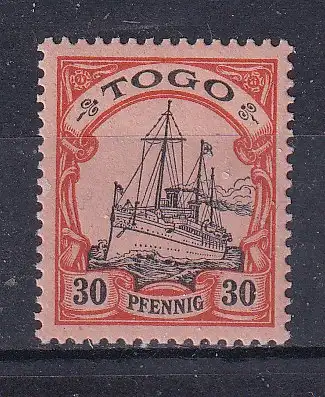 Dt. Kol. Togo  Nr 12 Falz / Gummimängel / *