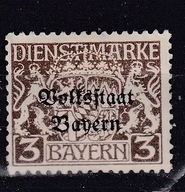 Altdeutschland Bayern Dienstmarken  Nr 30 Falz / Gummimängel / *