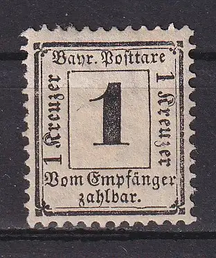 Altdeutschland Bayern Portomarken  Nr 2 Ohne Gummierung (*)