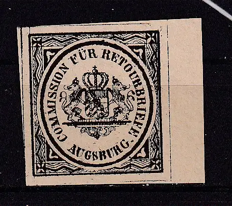 Altdeutschland Bayern Alle Untergebiete  Nr Retourenmarke Ohne Gummierung (*)