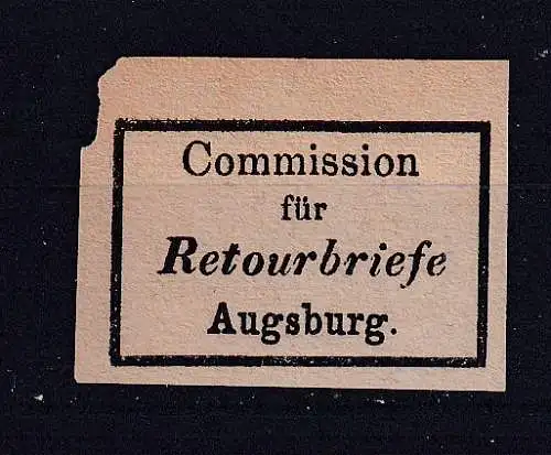 Altdeutschland Bayern Alle Untergebiete  Nr Retourenmarke Ohne Gummierung (*)