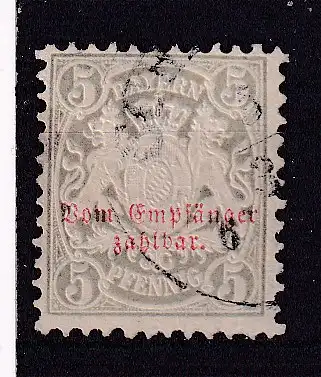 Altdeutschland Bayern Portomarken  Nr 10 Ohne Gummierung (*)