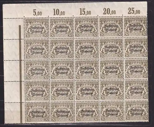 Altdeutschland Bayern Dienstmarken  Nr 30 Bogenteil Postfrisch / **