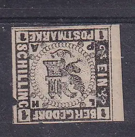 Altdeutschl. Bergedorf  Nr 2 Ohne Gummierung (*)