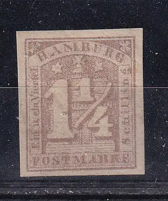 Altdeutschl. Hamburg  Nr 8 Falz / Gummimängel / *