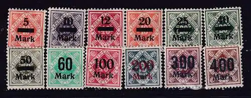 Altd. Württemberg Dienstmarken  Nr 159/70 Falz / Gummimängel / *