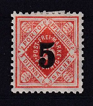 Altd. Württemberg Dienstmarken  Nr 185 Falz / Gummimängel / *