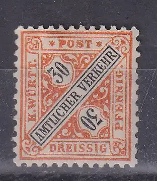 Altd. Württemberg Dienstmarken  Nr 233 Falz / Gummimängel / *