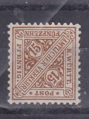 Altd. Württemberg Dienstmarken  Nr 139+ Falz / Gummimängel / *