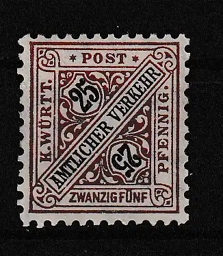 Altd. Württemberg Dienstmarken  Nr 251 Falz / Gummimängel / *