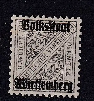 Altd. Württemberg Dienstmarken  Nr 258 Falz / Gummimängel / *