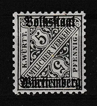 Altd. Württemberg Dienstmarken  Nr 260 Falz / Gummimängel / *