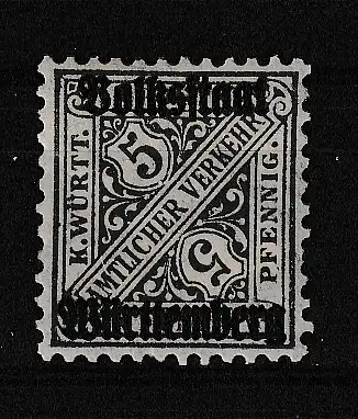 Altd. Württemberg Dienstmarken  Nr 260 Falz / Gummimängel / *