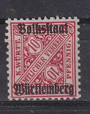 Altd. Württemberg Dienstmarken  Nr 262 Falz / Gummimängel / *