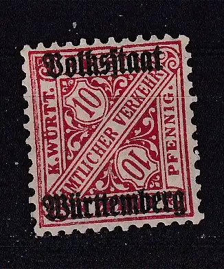 Altd. Württemberg Dienstmarken  Nr 262 Falz / Gummimängel / *