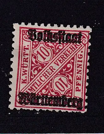 Altd. Württemberg Dienstmarken  Nr 262 Falz / Gummimängel / *